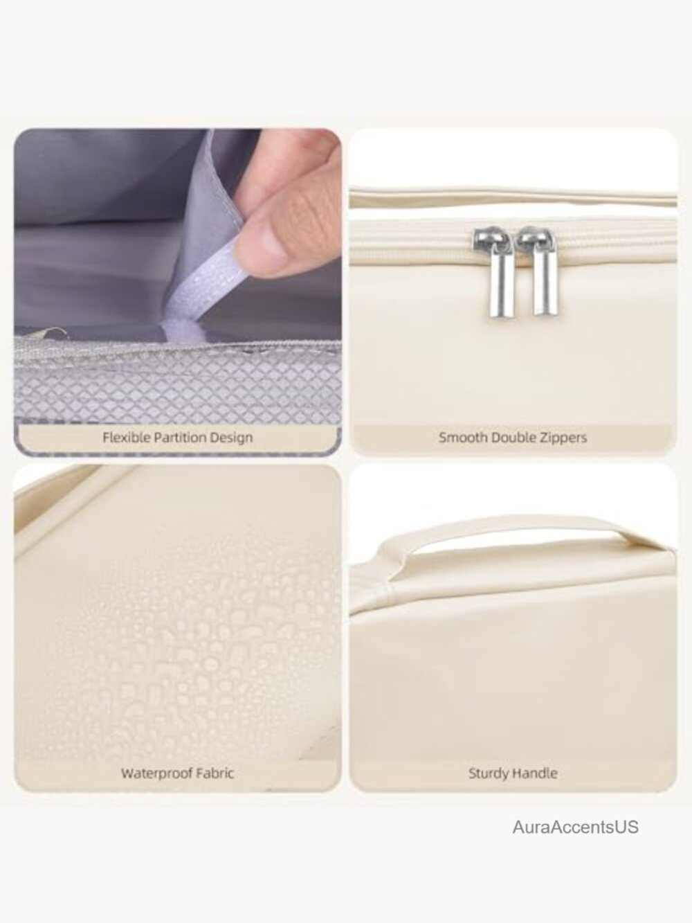 Portable Leather Cosmetic Bag with Magnetic Stand, Waterproof Makeup Organizer - Picture 4 of 7
